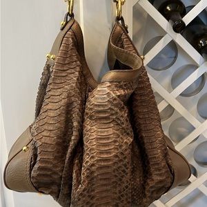 AUTHENTIC Gucci Python Snakeskin Horse-bit Hobo Bag